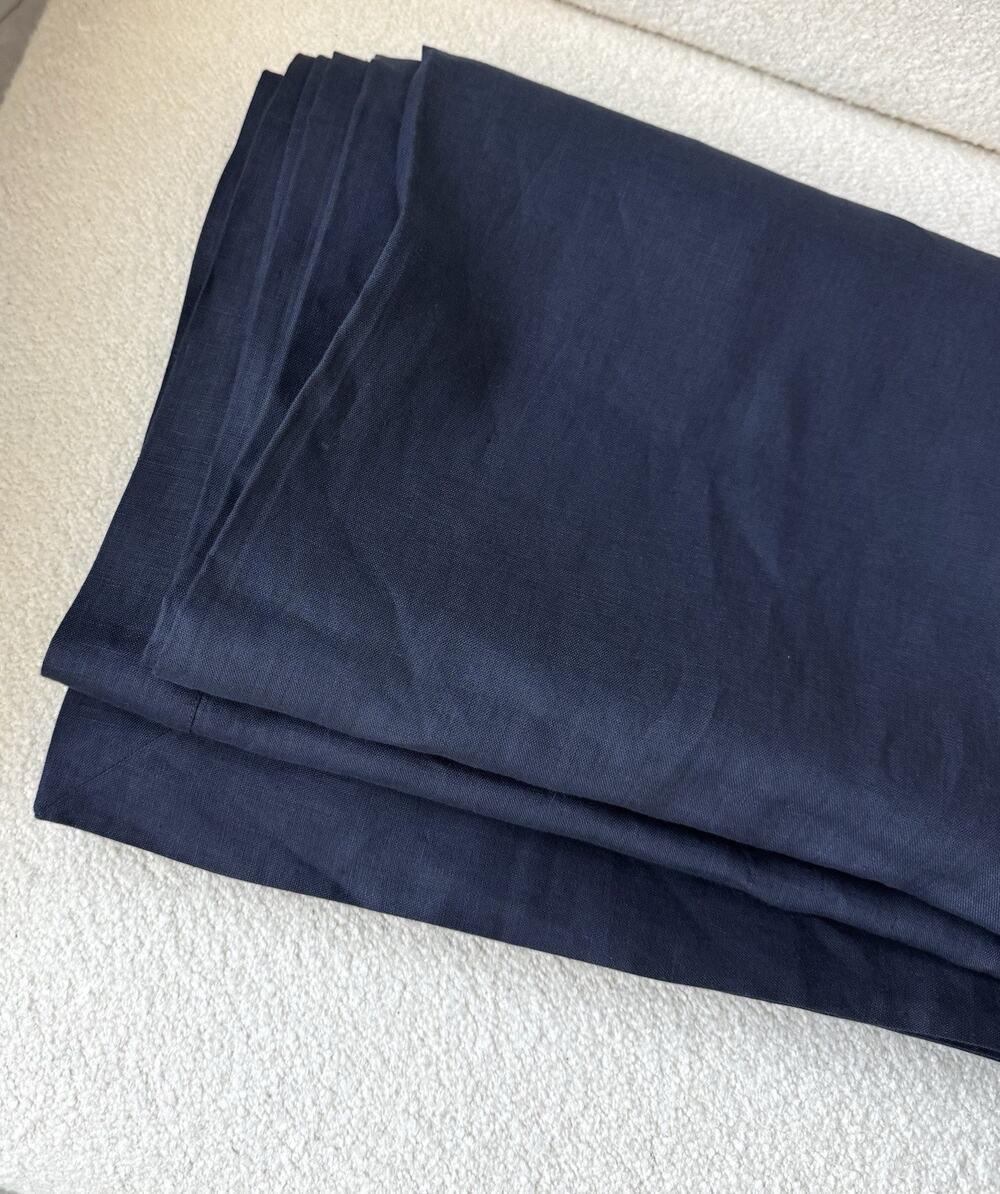 60x90 100% Pure Linen Tablecloth Navy Blue Machine Washable Solino Home